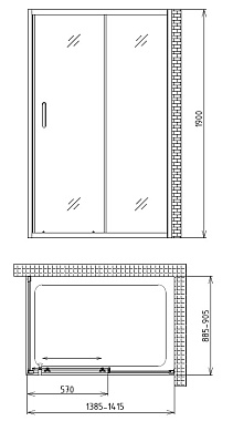 Угловое ограждение Gemy Victoria S30191B-A90 190х90см стекло прозрачное