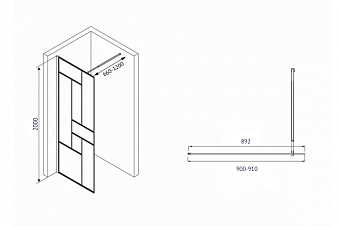 Перегородка для душа Abber Immer Offen AG63090B 200х90см стекло прозрачное