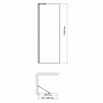 Перегородка для душа WASSERKRAFT Aller 10H07-RP90 200х90см стекло прозрачное