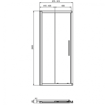 Душевая дверь IDEAL STANDARD Ideal Standard i.life T4856EO 200,5х90см стекло прозрачное