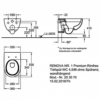 Унитаз подвесной GEBERIT Renova Premium 203070000 безободковый без сиденья