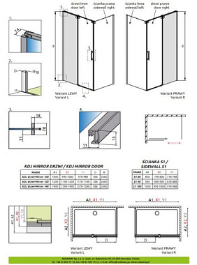 Правая стенка душевого угла RADAWAY Espera 380147-01R 200х70см стекло прозрачное