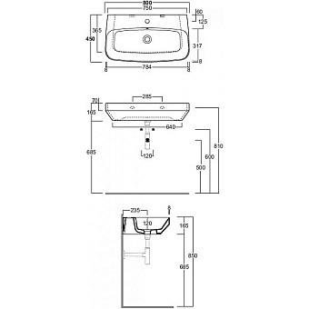 Раковина подвесная SIMAS Baden Baden BB12bi*1 80х45см