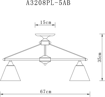 Люстра потолочная Arte Lamp COPTER A3208PL-5AB 40Вт 5 лампочек E27