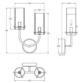 Светильник настенный Maytoni Arco MOD223WL-02BS 40Вт G9