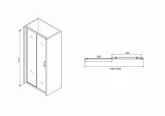 Душевая дверь Abber Schwarzer Diamant AG30140B 195х140см стекло прозрачное