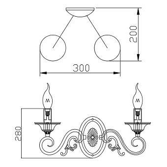 Светильник настенный Maytoni Perla ARM337-02-R 60Вт E14