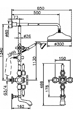 Душевая система Huber Victorian 592.VN32H.AC хром
