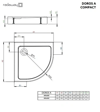 Душевой поддон RADAWAY Doros SDRA9090-05 90х90см