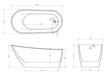 Ванна акриловая Abber AB9353-1.3 130х70см отдельностоящая