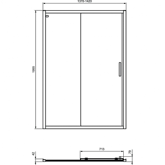 Душевая дверь IDEAL STANDARD CONNECT 2 K9278V3 195х140см стекло прозрачное