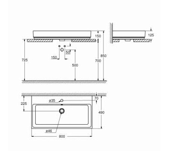 Раковина накладная GROHE Cube Ceramic 3947600H 80х49см