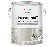 Краска для стен и потолков алкидная VINCENT DECOR ROYAL MAT A-1 Белый основа A 1,4л