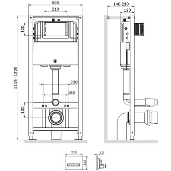 Комплект для установки подвесного унитаза AM-PM Pro I012704.50A38 с панелью смыва чёрный