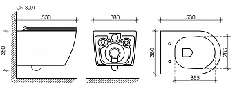 Унитаз подвесной Ceramica Nova PEARL CN8001 безободковый с микролифтом