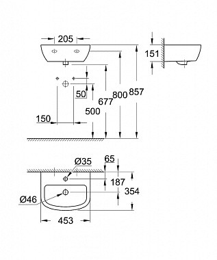 Раковина подвесная GROHE Bau Ceramic 39424000 45,3х35,4см