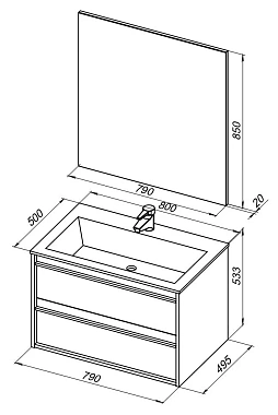 Мебель для ванной AQUANET Lino 271956 дуб веллингтон