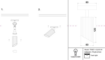 Трековый светильник Maytoni Lipari TR087-1-GU10-W 35Вт GU10 белый для однофазного трека