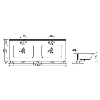 Раковина накладная Ceramica Nova Element CN7004MB 121х46,5см