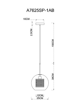 Светильник подвесной Arte Lamp MANCHESTER A7625SP-1AB 60Вт E27