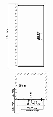 Душевая дверь WASSERKRAFT Salm 27I04 200х90см стекло прозрачное