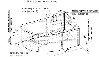 Ванна акриловая RADOMIR (Vannesa) Ирма 2-78-0-2-1-216 149х96см пристенная