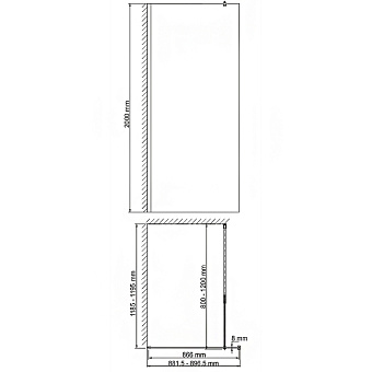 Перегородка для душа WASSERKRAFT Rossel 28W39 200х90см стекло прозрачное