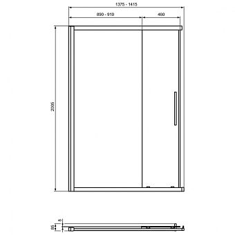 Душевая дверь IDEAL STANDARD Ideal Standard i.life T4860EO 200,5х140см стекло прозрачное