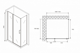 Угловое ограждение Abber Sonnenstrand AG04110BS-S80B 195х80см стекло прозрачное