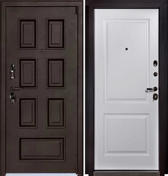 Входная дверь АНТАРЕС Бруно Z0000005940 970х2050мм Муар с разноцветными блестками темно-коричневый\Белый левая