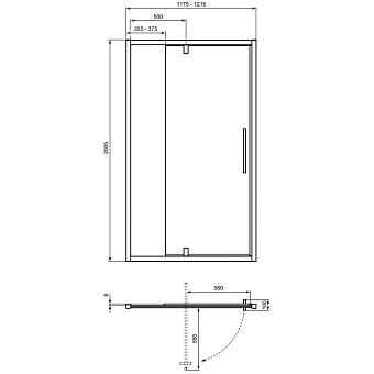 Душевая дверь IDEAL STANDARD Ideal Standard i.life T4939EO 200,5х120см стекло прозрачное