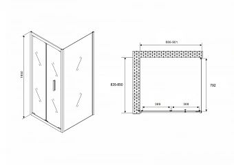 Угловое ограждение Abber Sonnenstrand AG07090-S85 195х85см стекло прозрачное