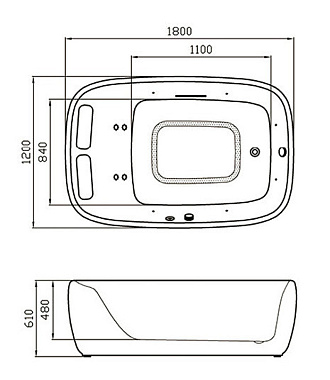 Ванна акриловая Gemy G9539 180х120см отдельностоящая