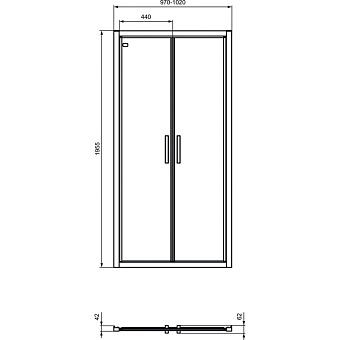 Душевая дверь IDEAL STANDARD CONNECT 2 K9296V3 195х100см стекло прозрачное