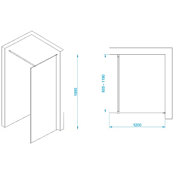 Перегородка для душа RGW Walk In 35100212-14 WA-002B 195х120см стекло прозрачное