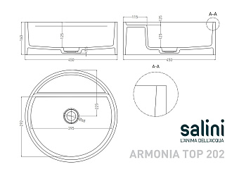 Раковина накладная SALINI ARMONIA 130117GRH 45х45см