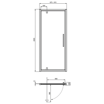 Душевая дверь IDEAL STANDARD Ideal Standard i.life T4839EO 200,5х90см стекло прозрачное