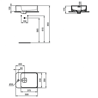 Раковина встраиваемая сверху IDEAL STANDARD STRADA II T296401 50х35см