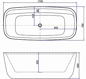 Ванна акриловая AQUANET Family 292985 170х78см отдельностоящая