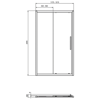 Душевая дверь IDEAL STANDARD Ideal Standard i.life T4945EO 200,5х120см стекло прозрачное