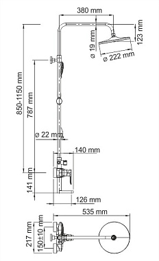 Душевая система WASSERKRAFT A16601 хром