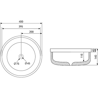 Раковина накладная Abber BEQUEM AC2103MB 40х40см