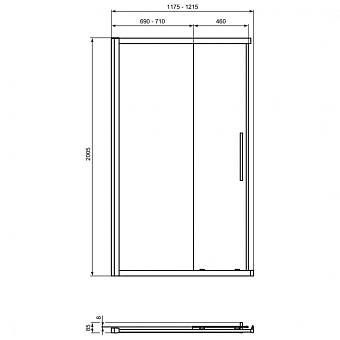 Душевая дверь IDEAL STANDARD Ideal Standard i.life T4859EO 200,5х120см стекло прозрачное