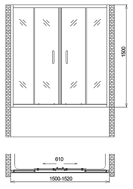 Стеклянная шторка на ванну Gemy Gemy New S12192A 150х150см