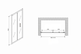 Душевая дверь Abber Sonnenstrand AG07100B 195х100см стекло прозрачное