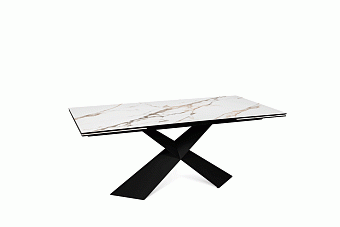 Кухонный стол раскладной AERO 95х180х75см закаленное стекло/керамика/сталь Rose Gold