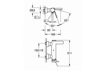 Смеситель для ванны GROHE Plus 33553003 хром