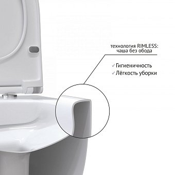 Унитаз подвесной BERGES EGO XL 082118 безободковый с микролифтом