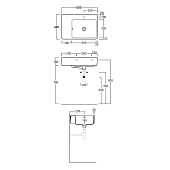 Раковина подвесная SIMAS Top E Lavabi D'Arredo QU65D*1 bi 65х45см