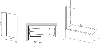 Стеклянная шторка на ванну RAVAK PVS1 79840C00Z1 140х80см